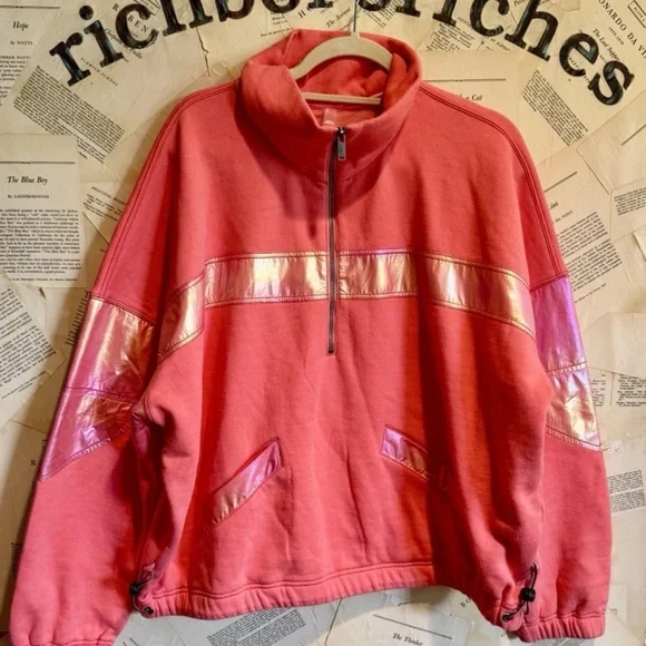 Free People Movement Away We Go Half Zip Pullover Iridescent Striping Hibiscus - Picture 5 of 6